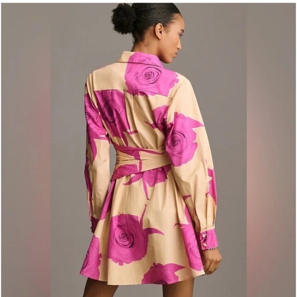 Anthropologie Hutch Long-Sleeve Rosette Tie-Waist Dress Size M no paper tag - Picture 2 of 3